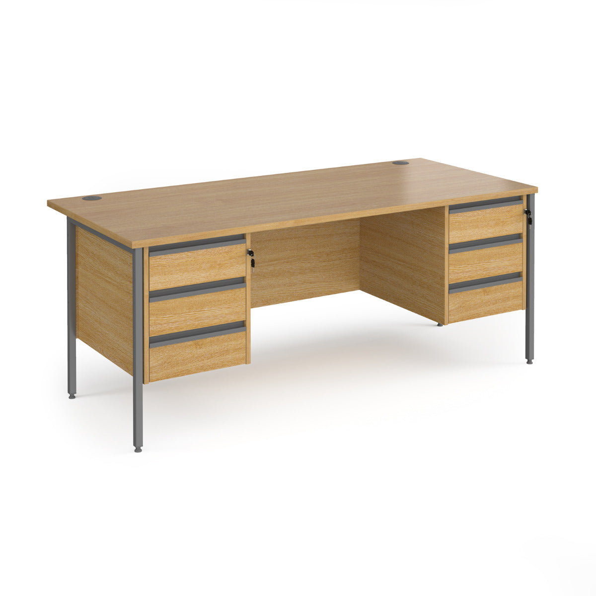 Contract H Frame Straight Office Desk with Three & Three Drawer Storage